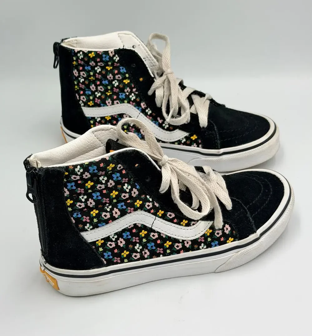 VANS Sneaker Sk8-Hi Zip Shoes Ditsy Floral Black Girls US Kids Size 2